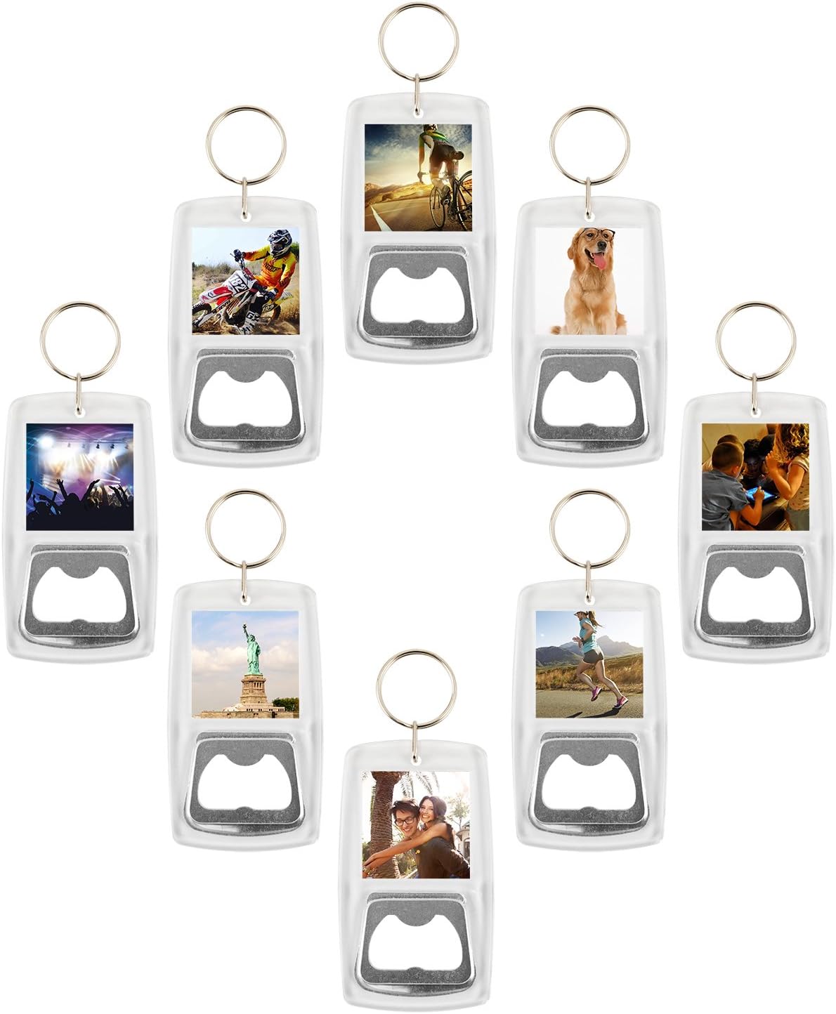 Blank Keychain, Can Opener Function Custom Personalised Insert Photo Acrylic Blank Keyring Keychain Wholesale, 50Pcs
