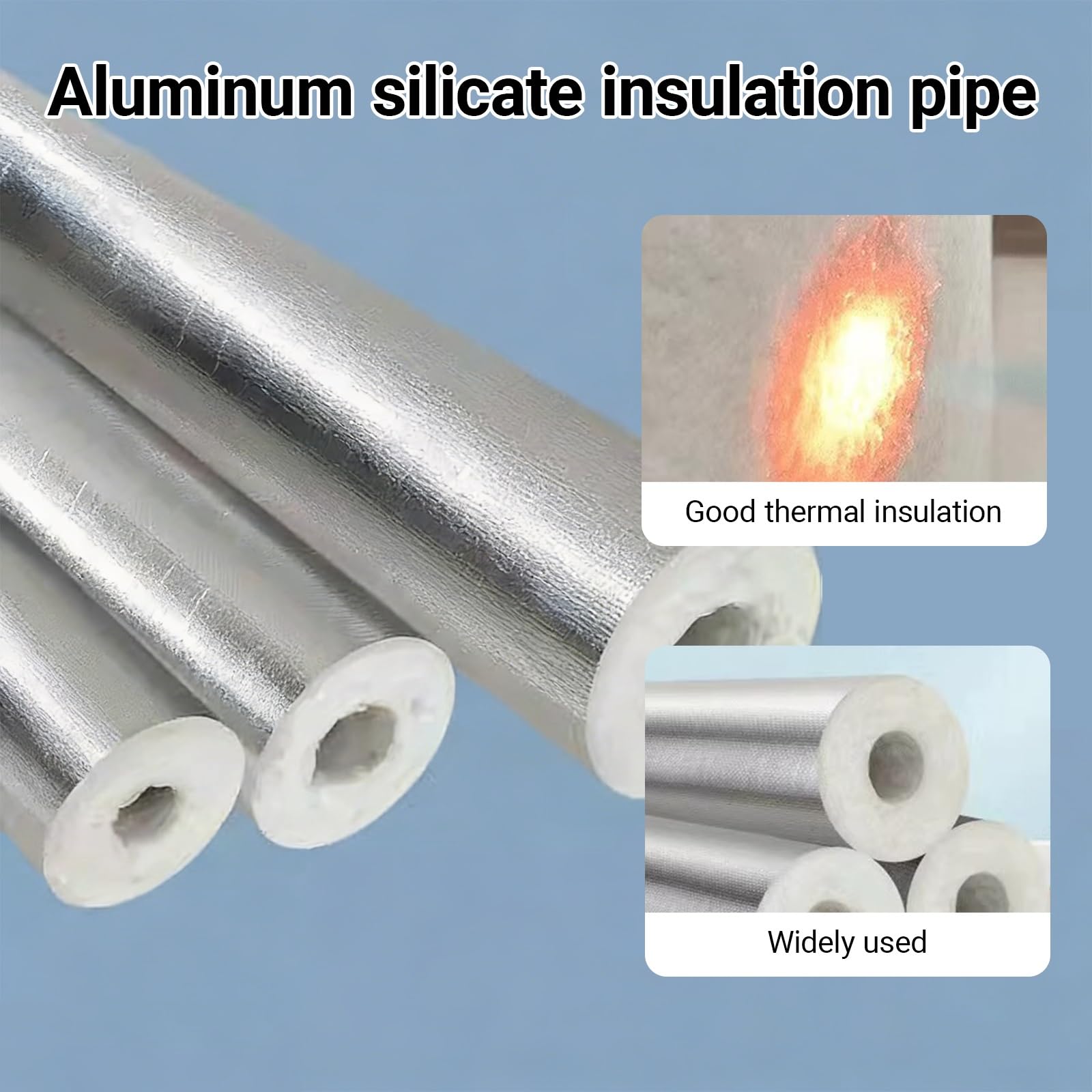 6 Piezas Aislamiento de Tuberías for Exteriores, Espuma Aislamiento Térmico for Tuberías de Agua,Papel de Aluminio Coquilla Aislante for Tubos de Agua y Calefacción(76mmID)