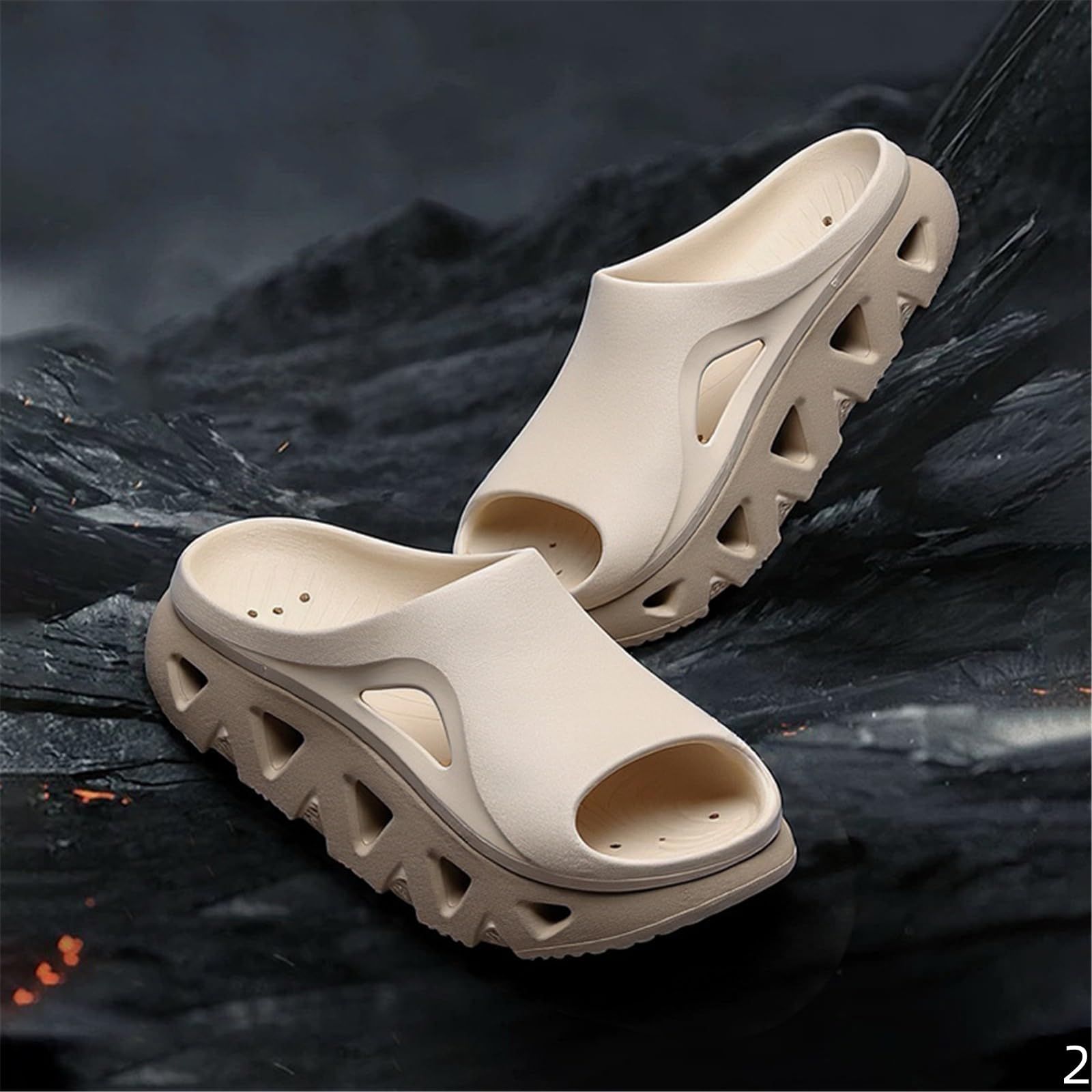 Claquette Hommes Men's Eva Épaisse Pantoufles Résistantes À l'usure Extérieur Sandales Antidérapantes Été Semelle-noir-42 43 (adapté La Taille 41 42)