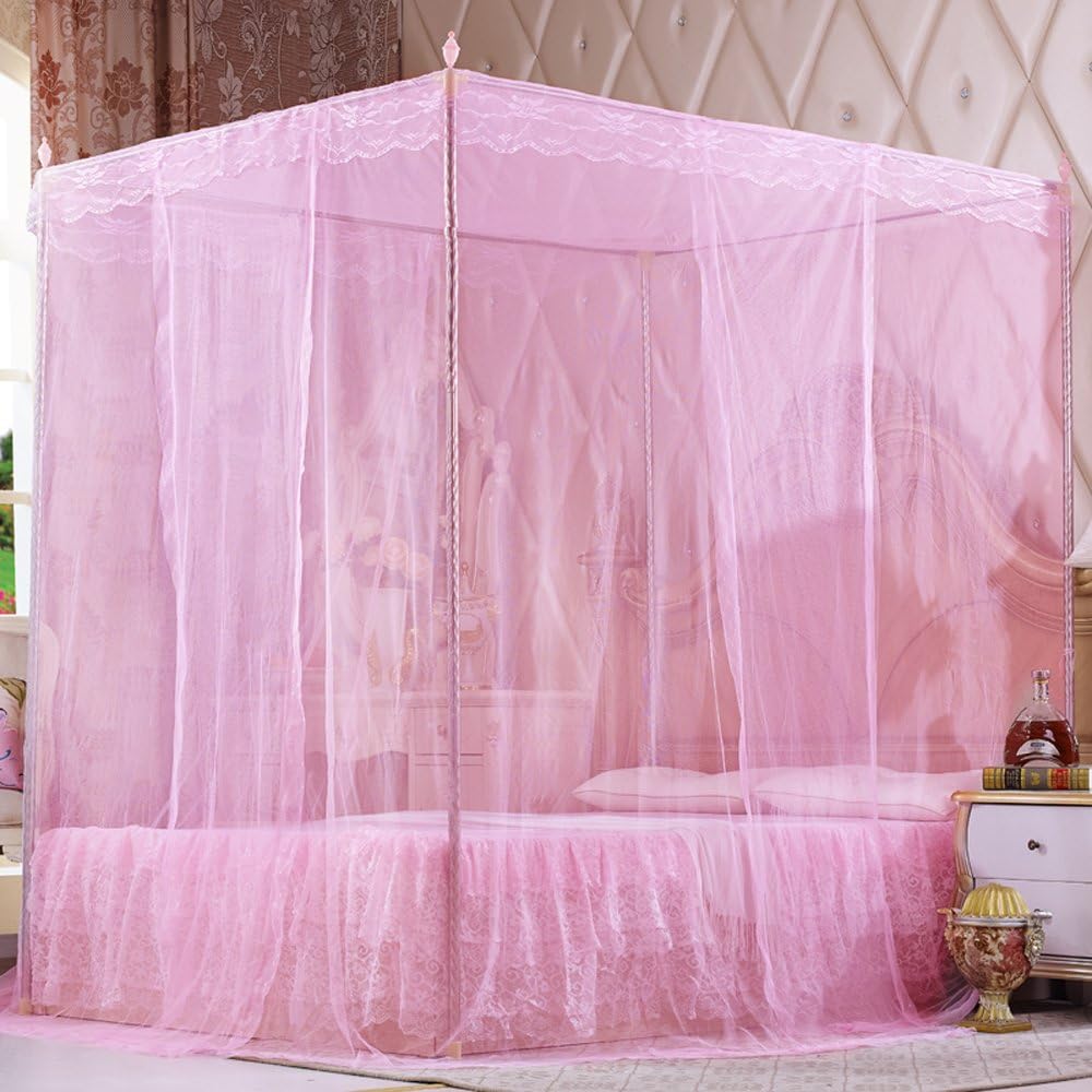 Nattey 4 Corners Princess Bed Curtain Canopy Canopies For Girls Boys Adults Bed Gift (Queen, White) : Home & Kitchen