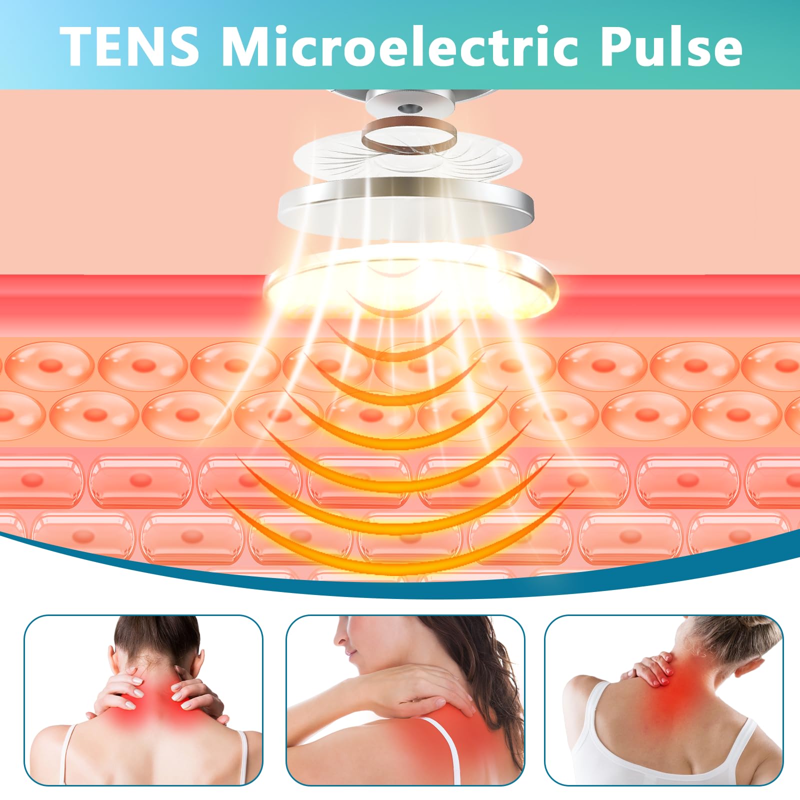 Masseur Cervical, 5 Modes 15 Intensités Masseur électrique à Impulsions Cervicales, Massage Cou Portable avec Thérapie Thermique à 42°C, Neuro Pulse Neck Massagers pour Les têtes de Relaxation
