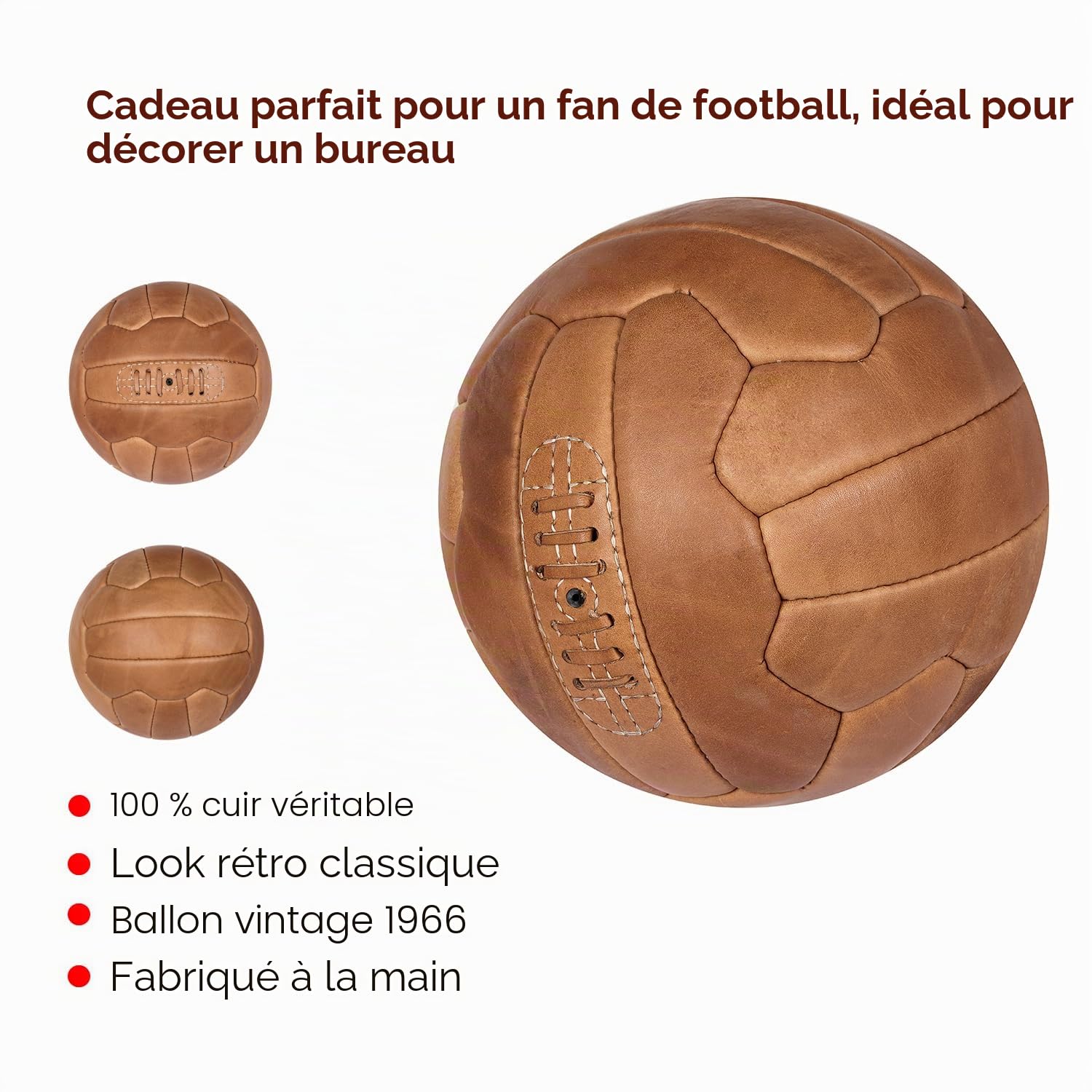 Ballon de Football Vintage en Cuir Vieilli