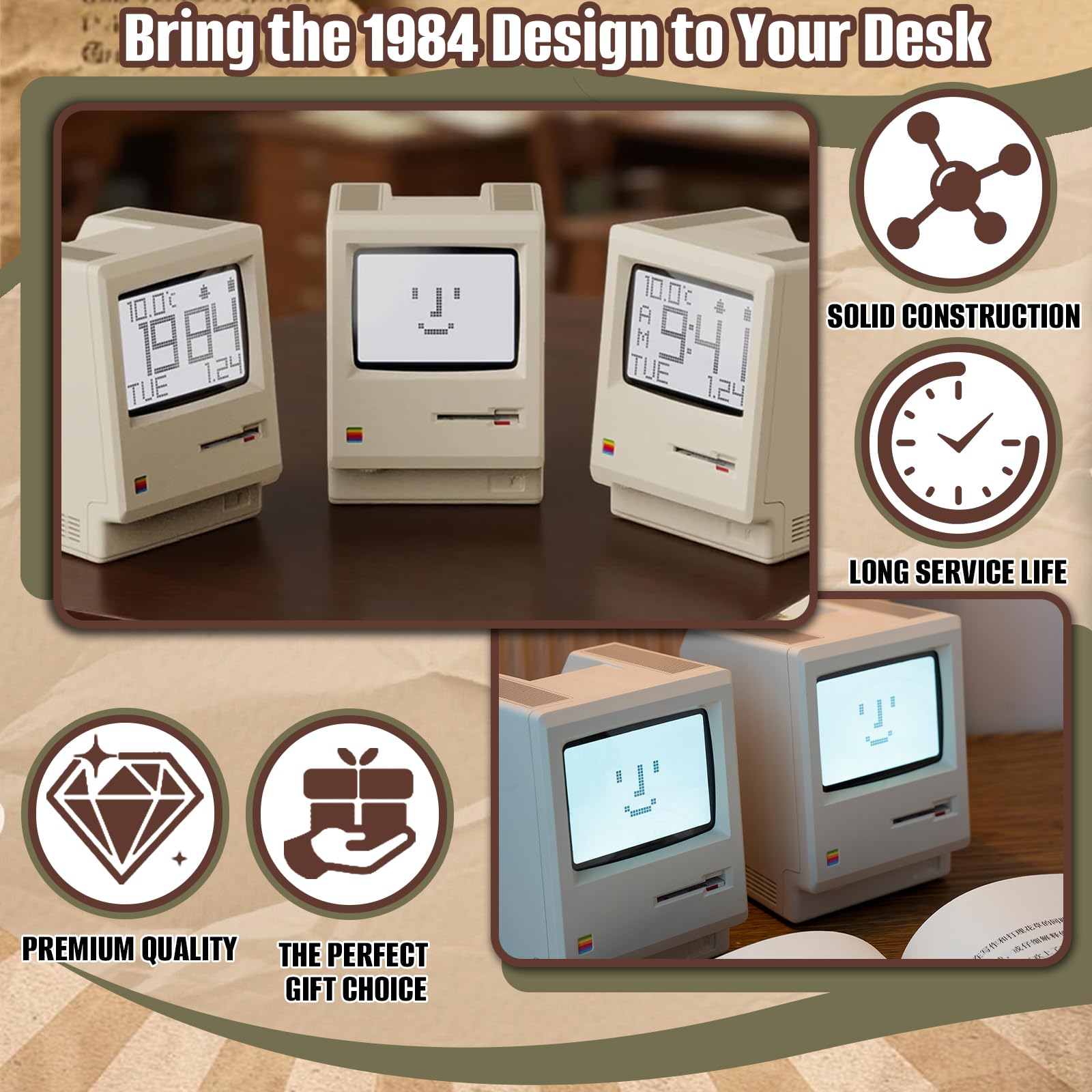 Sveglia Digitale, Sveglia Retrò Con Display CRT Elettronica Digitale Da Tavolo Con 5 Modalità Di Allarme Piccolo Complemento D'arredo Per Computer Per Camera Da Letto Soggiorno Ufficio