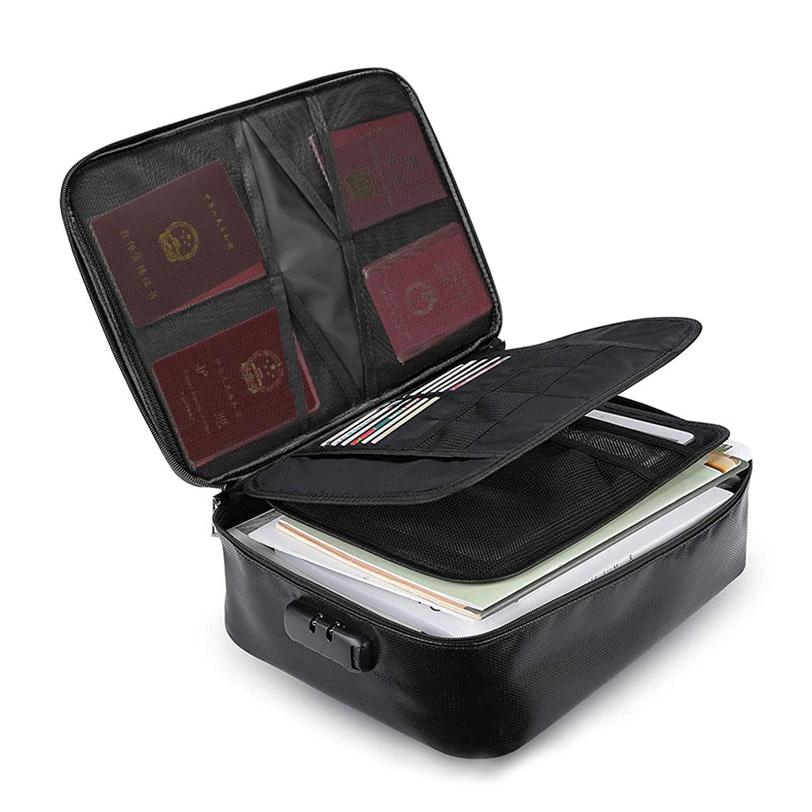 Document Storage Bag, ZHENROAD Portable Fireproof and Waterproof Document Bag, Office and Home Document Storage, with Lock, Can Safely Store Important Documents, Articles and Legal Documents