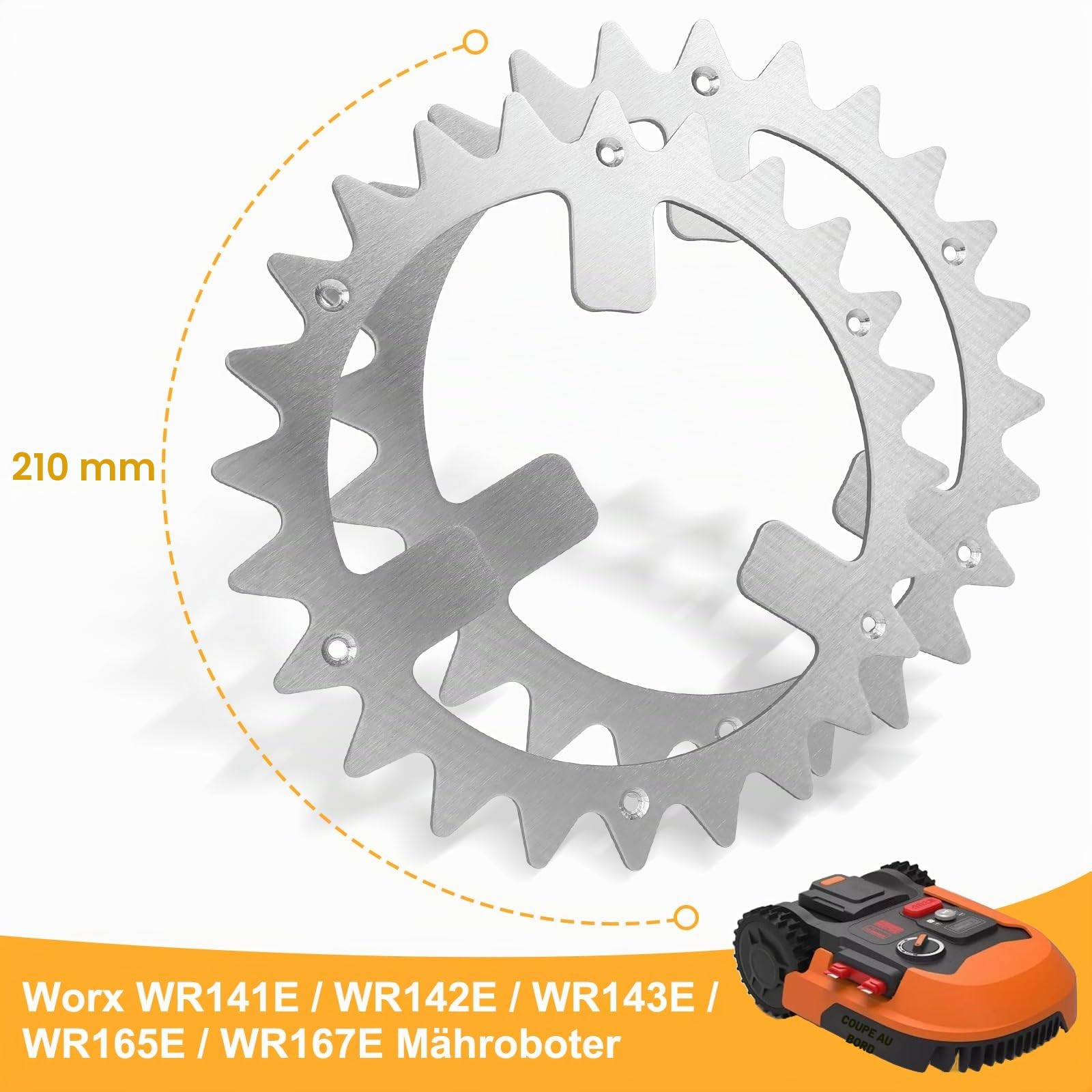 Pointes de tondeuse en acier inoxydable pour robot tondeuse Worx Landroid WR141E / WR142E / WR143E / WR165E / WR167E, amélioration de la traction pour robots en acier inoxydable pour accessoires de