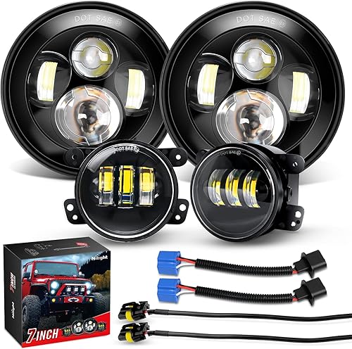 Miniatura 10 de Nilight Conjunto de luz antiniebla LED de 4 pulgadas compatible con Jeep Wrangler JK Unlimited JKU 2007-2018 con cables de conversión parachoques