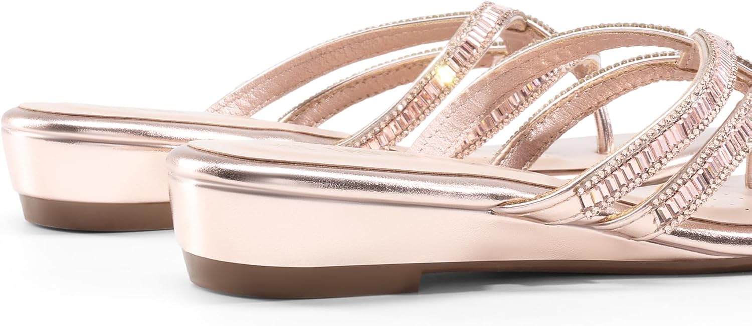 DREAM PAIRS Women's Fashion Rhinestones Design Slides Sandals Dress Daily Flat Sandals for Summer - Image 6