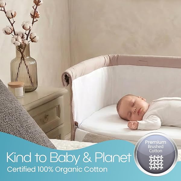 Next To Me Crib Sheets 51x85cm β Award-Winning 2 Pack Organic Cotton White Bedside Crib Fitted Sheets β Soft Breathable Tutti Bambini CoZee Fitted Sheets for Daily Use - 5
