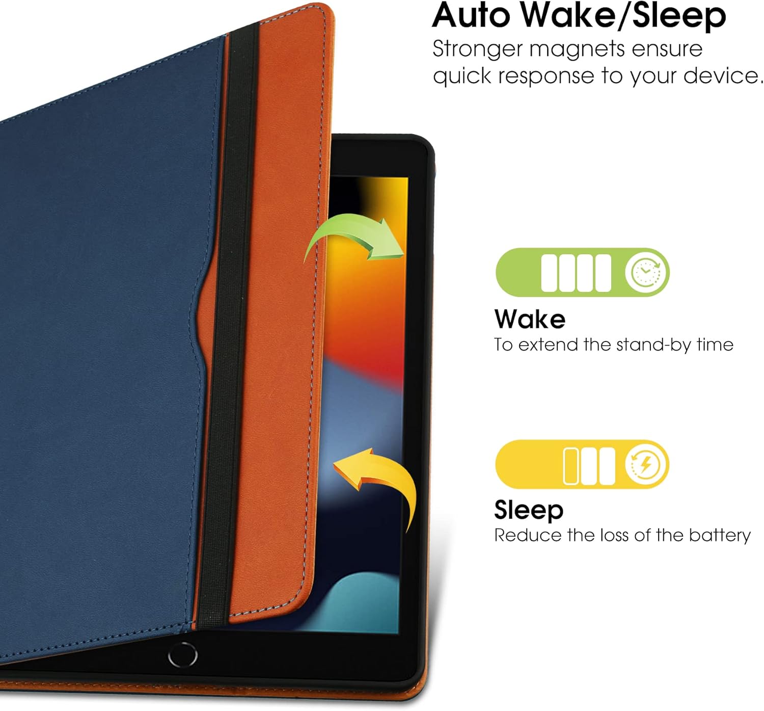 for iPad 10th Generation Case 10.9 Inch Case 2022 with Built-in Pencil Holder, Folio Stand Leather Cover with Multiple Angles & Auto Sleep/Wake for iPad 10.9 Inch, NavyBlue/Brown