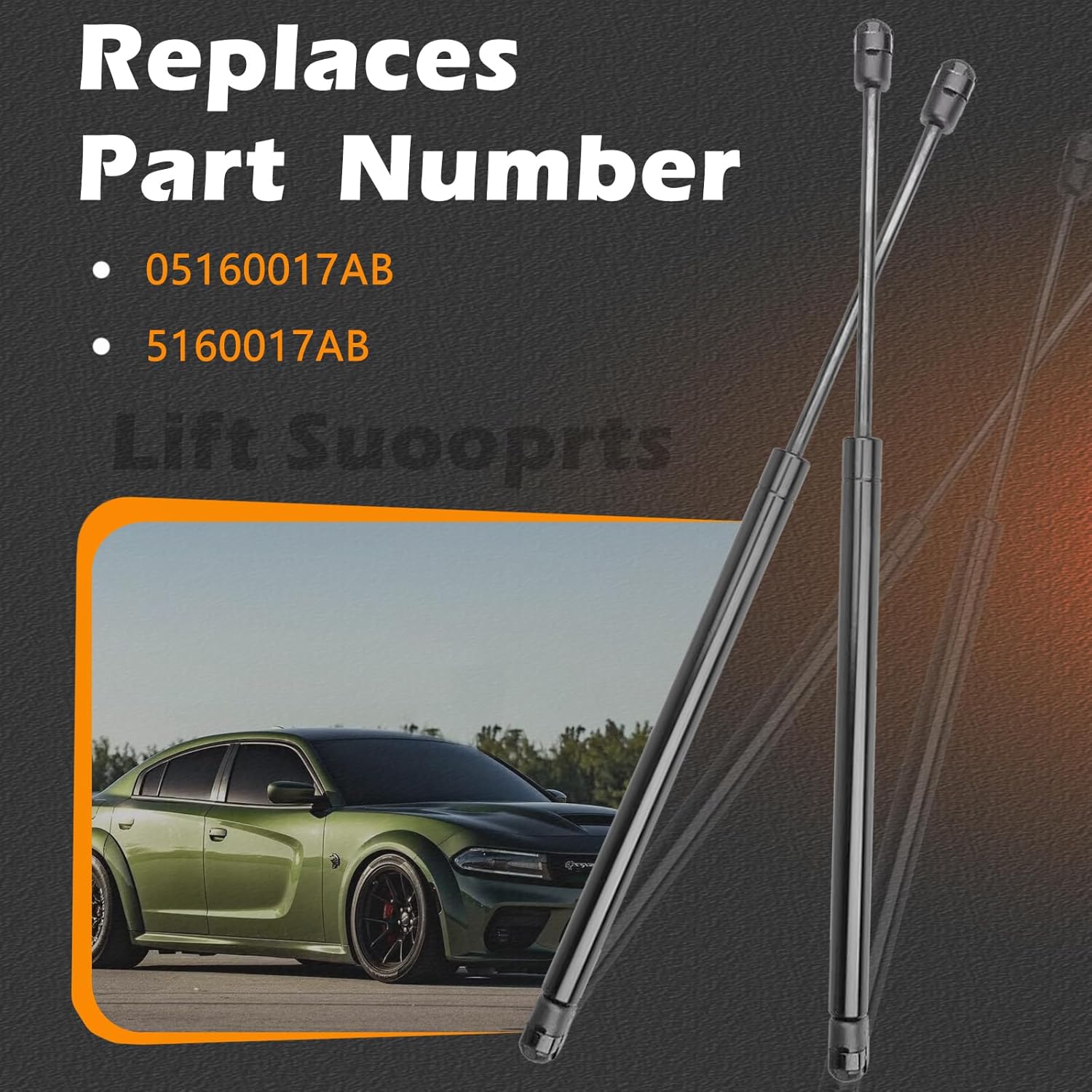 2 Pcs 19.11 in Liftgate Trunk Struts Lift Supports Compatible with Dodge 07-12 Caliber w/Rear Speakers Articulating Speakers Shock Gas Spring Cylinder Rear Back Tailgate Hatch Replaces 05160017AB