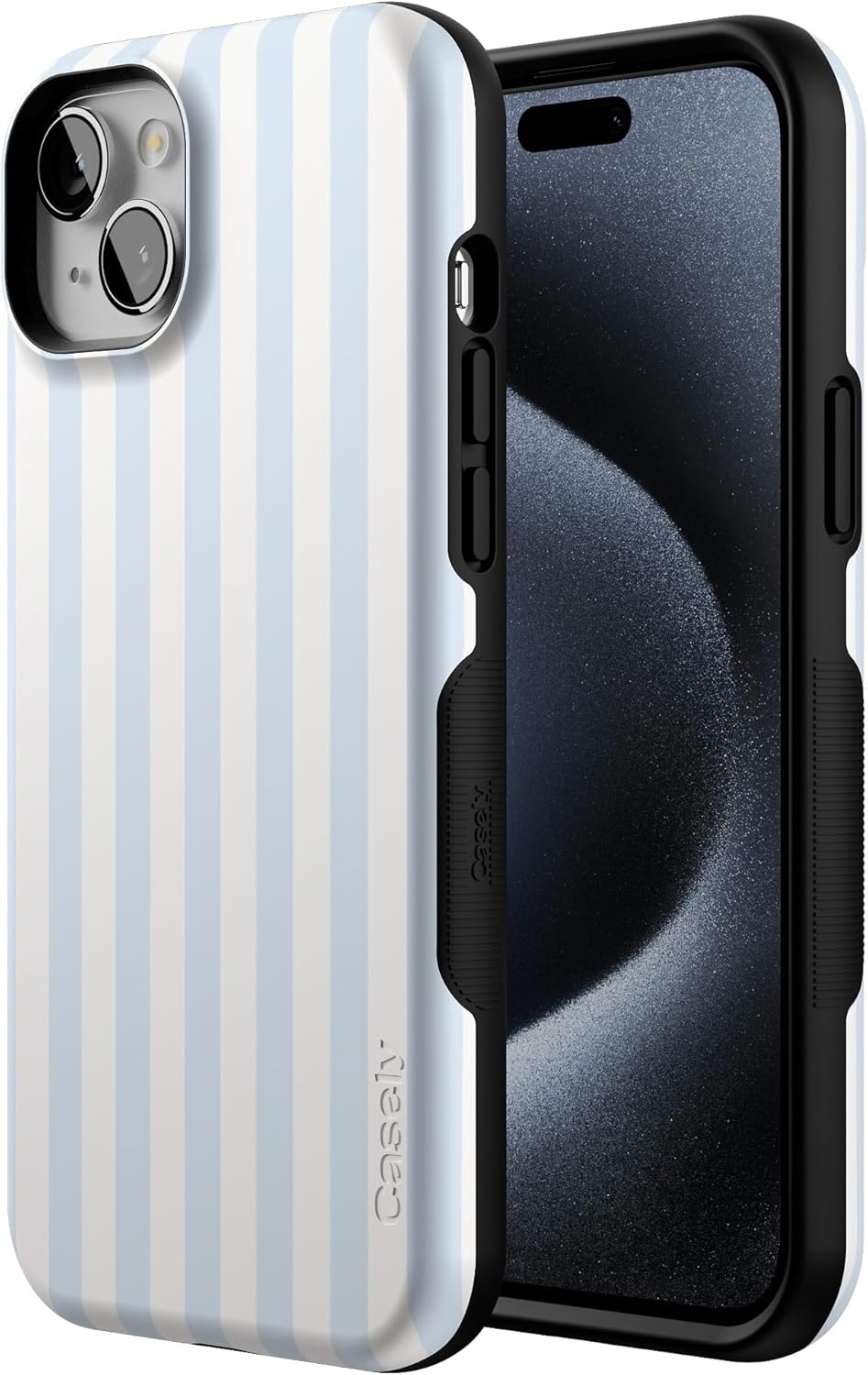 Casely iPhone 15 Case | Blue Stripes | Sunday Best | Bold Protective Design | Compatible with MagSafe