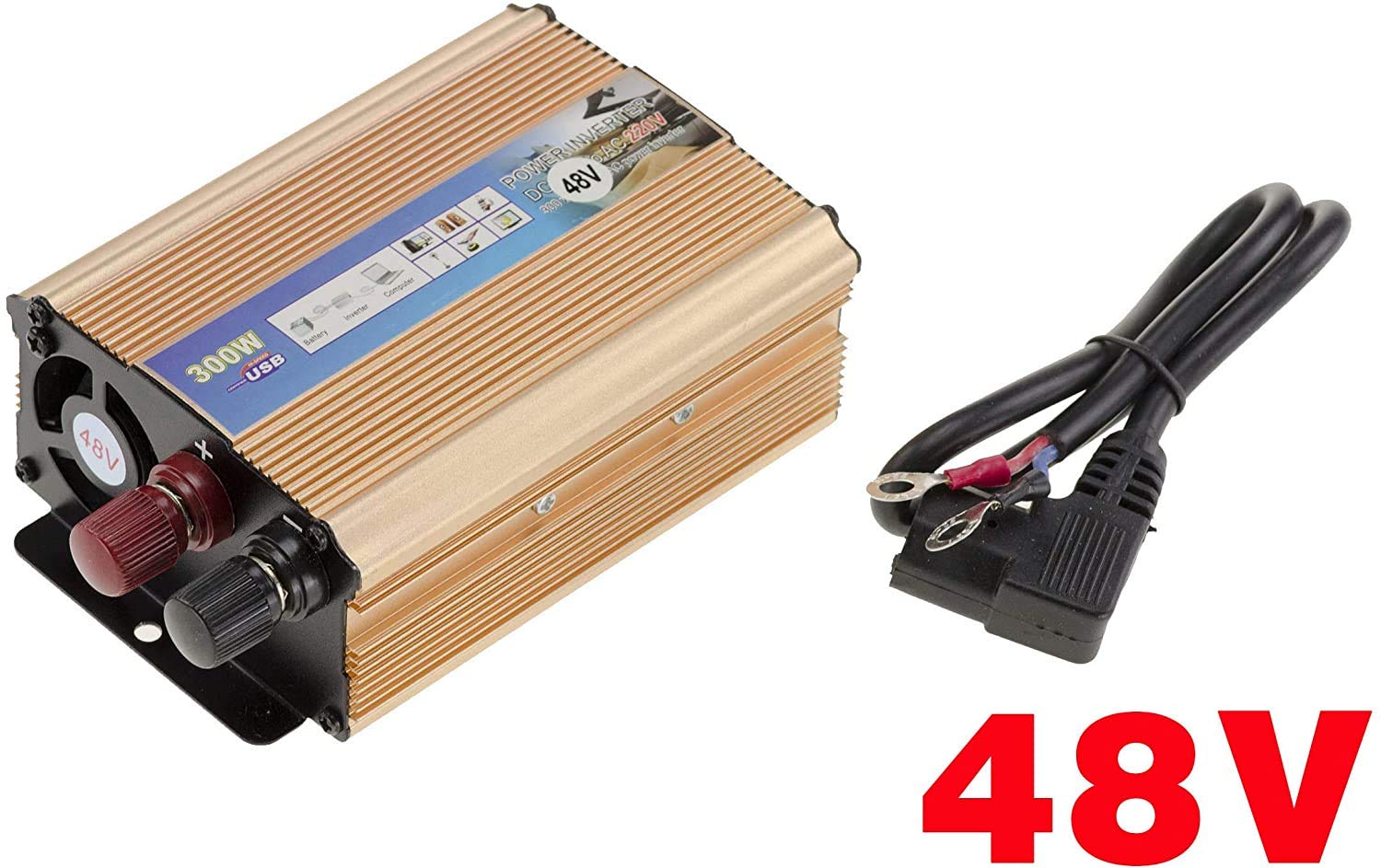 KALEA-INFORMATIQUE Convertitore di tensione da 48V in ingresso a 220V in uscita. Potenza continua 300 Watt, potenza di picco 600W