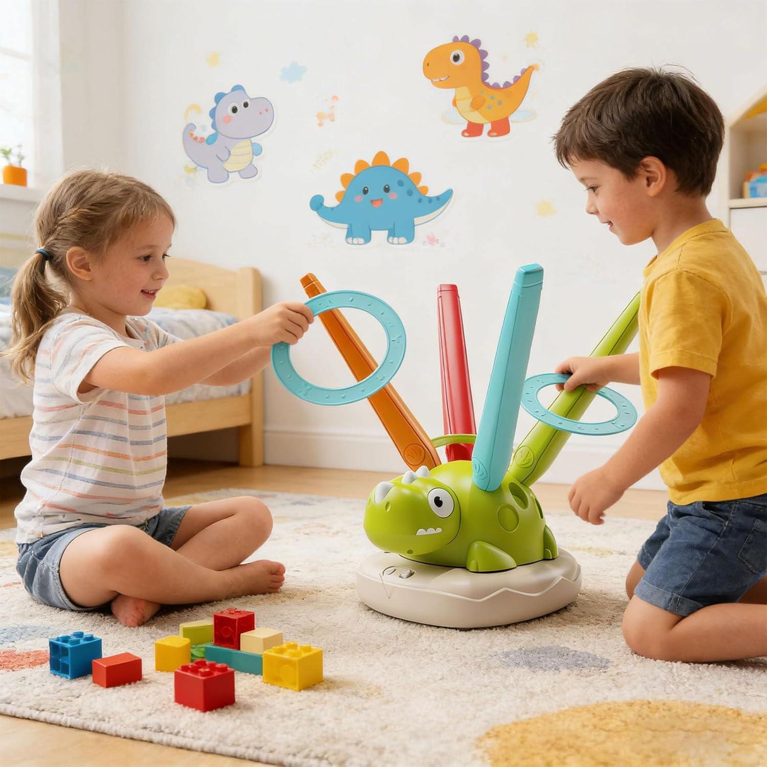 Fun Physical Activity Set Dinosaur Detail Game Toy Combining Ferrule Jump Function for Strength Development Group Play Ferrule Jump