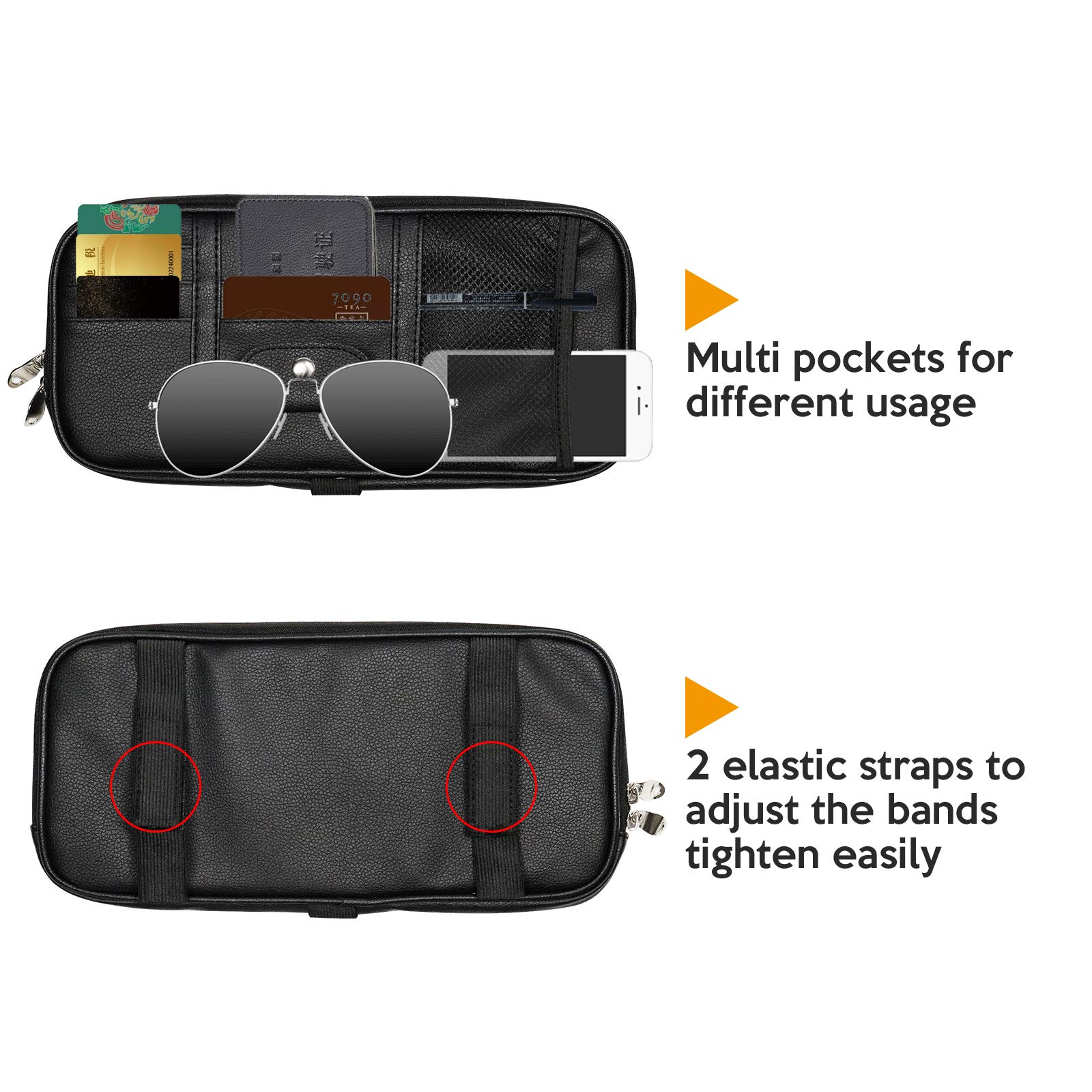Auto Sonnenblenden-Organizer Aus PU-Leder - Brillenhalter & Aufbewahrungstasche Fürs Visier