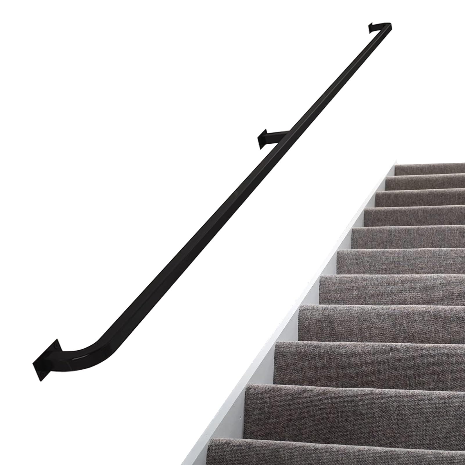 Rampe d'escalier en fer forgé haut de gamme noir pour une finition moderne