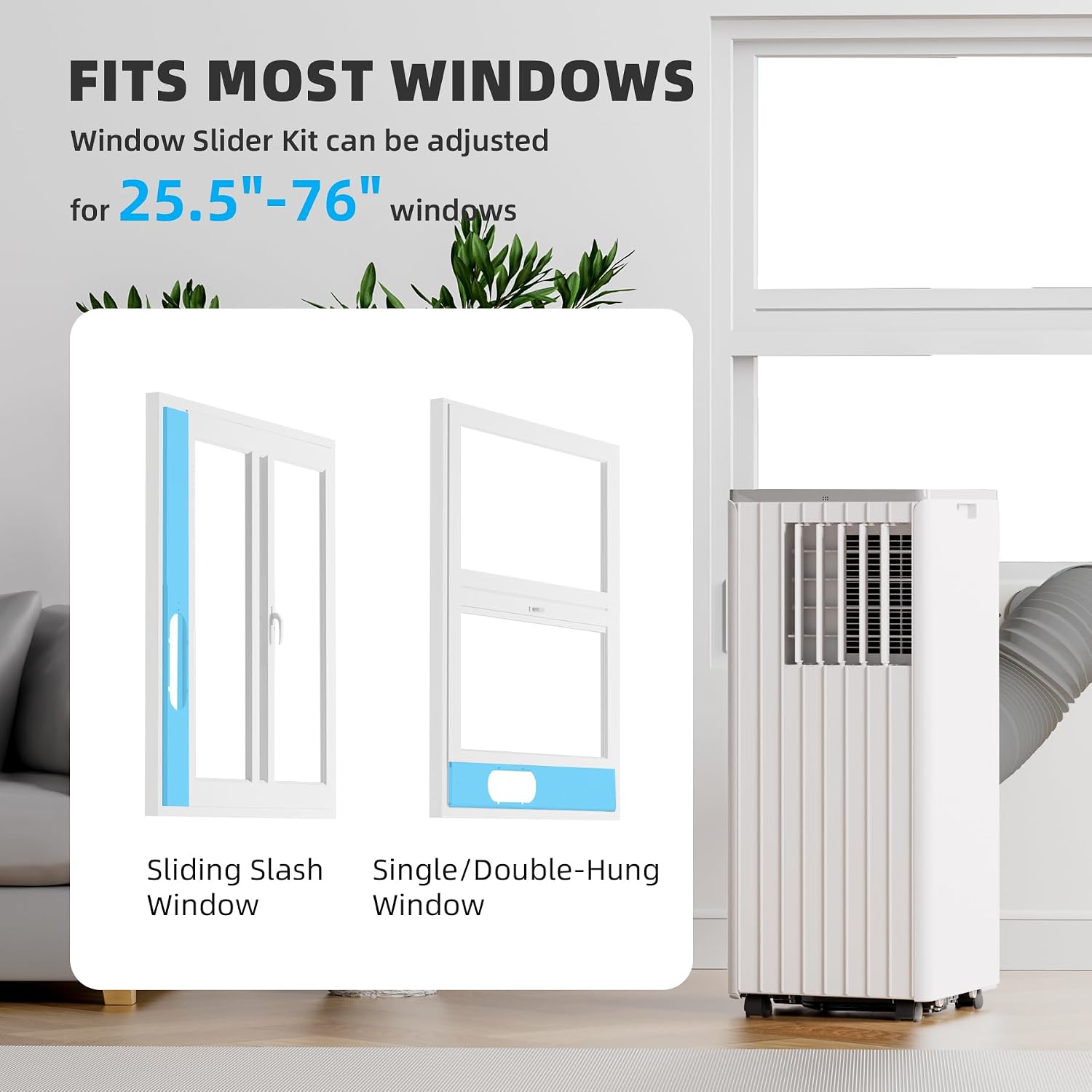 8,000 BTU Portable Air Conditioner, Portable AC Unit with Built-in Dehumidifier and Cooling Fan for Room up to 350 sq.ft., 24 Hour Timer & Remote Control & Window Mount Kit, White