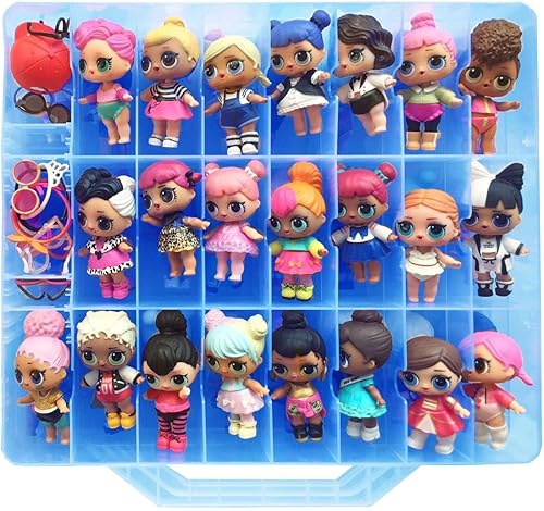 HOME4 LOL - contenedor de almacenamiento de doble cara  sin BPA  estuche organizador  48 compartimentos  compatible con muñecas LOL y pequeños