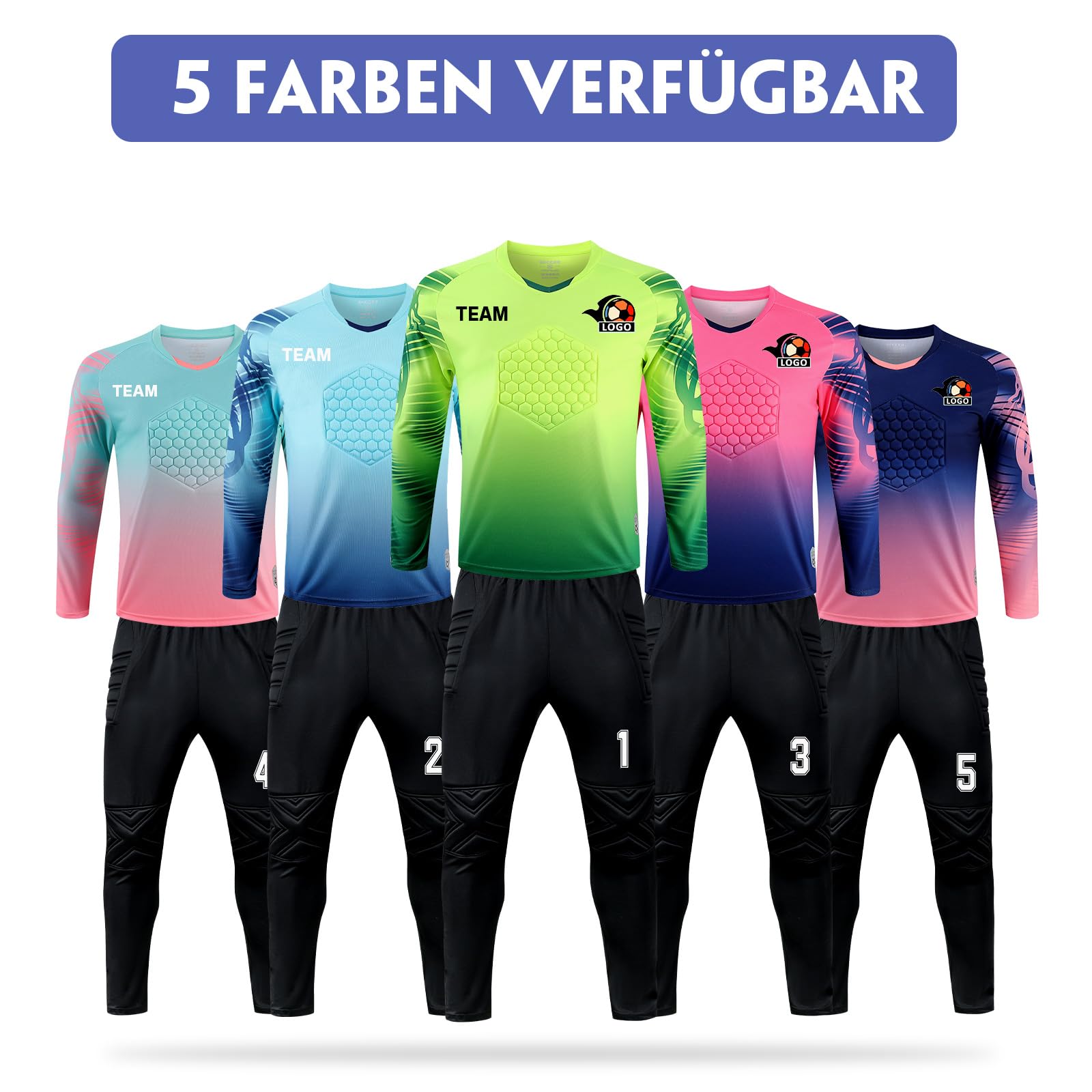 LAIFU Torwarttrikot Personalisieren für Erwachsene/Kinder Torwarttrikot Gepolstert mit Nummer Name Team