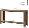Mesa consola de entrada Tribesigns de 63 pulgadas, mesa angosta de granja de 2 niveles para detrás del sofá, mueble de acento para entrada, vestíbulo, pasillo, marrón rústico 3