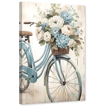 Amazon.com: ARTZGX Bicycle Canvas Wall Art Bike and Flower