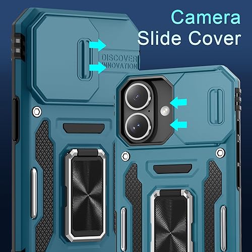 Miniatura 9 de DEERLAMN Funda para iPhone 11 con cubierta deslizante para cámara + protector de pantalla (2 unidades), soporte de anillo giratorio de grado militar