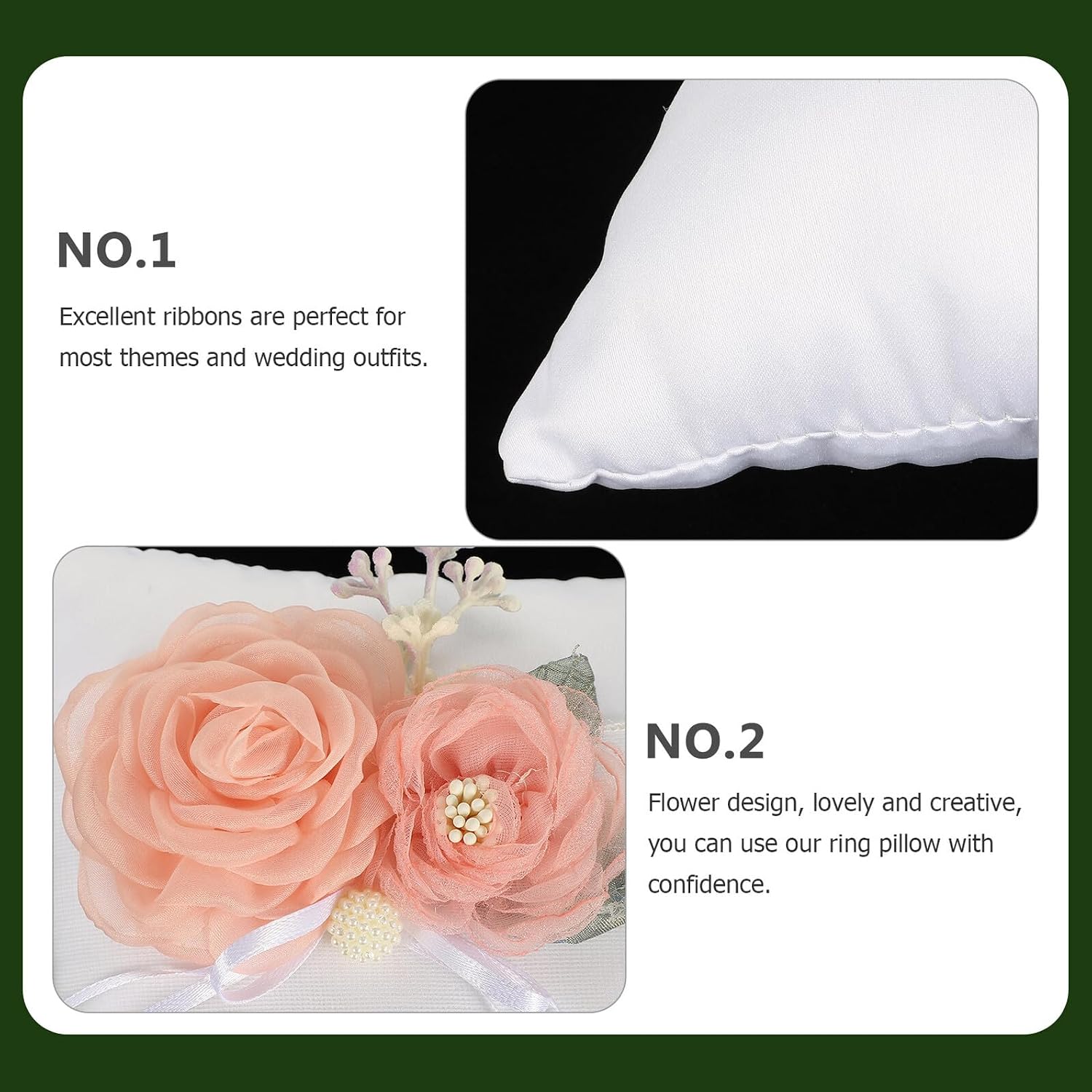 Wedding Ring Bearer Pillow White Artificial Flower Cushion Engagement Ring Holder for Ceremony and Bridal Use