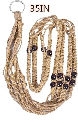 Miniatura 2 de Colgadores de macramé para plantas de interior de 36 pulgadas, cesta colgante para macetas con cuentas sin borlas, color marrón, 2 paquetes de 4