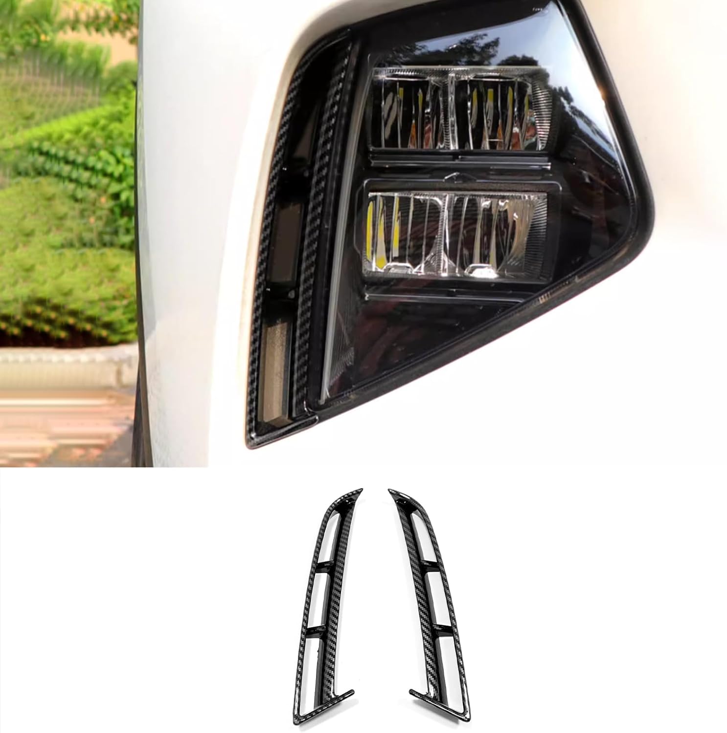 Car Accessories Fit for Hyundai Tucson 2026 2025 2024 2023 2022 Front Fog Light Lamp Cover Bezel Trims (Carbon Fiber Style) 2PCS ABS
