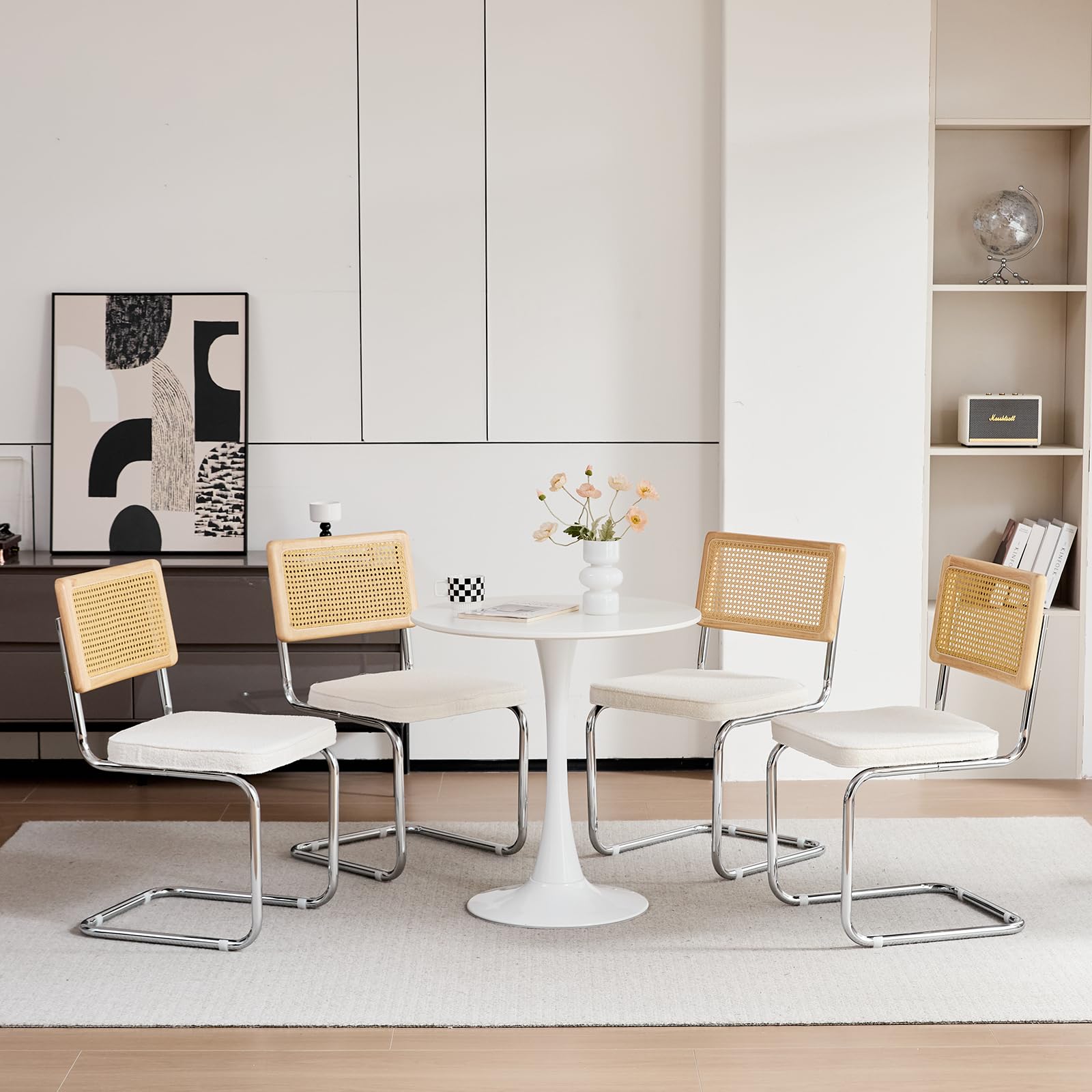 Moderner Runder Esstisch, 70 cm Runder Esstisch, Geeignet für 2–4 Personen, Geeignet für Wohnzimmer, Esszimmer, Küche, Café – Weiß