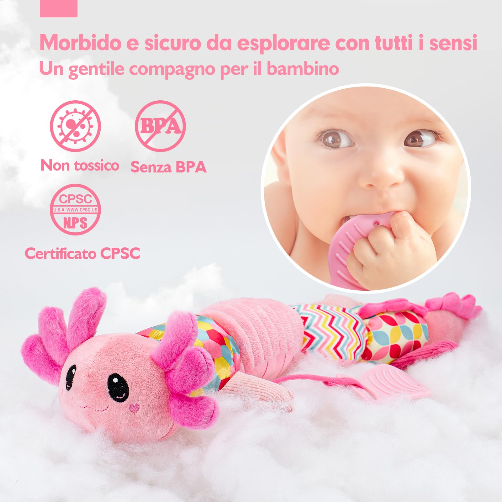 hahaland Giochi Neonato 0 3 6 Mesi - Musicali Peluche per Neonata 0-9 Mese, Tummy Time, Montessori, Giocattoli Sensoriale della Prima Infanzia Peluche Interattivo