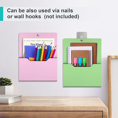 Miniatura 4 de Organizador magnético para archivos de pared, 6 soportes magnéticos para papel, organizador de bolsillo magnético de gran tamaño, soporte magnético