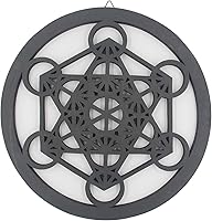 Vista 1 de DharmaObjects Cubo de metatrón grande con geometría sagrada hecha a mano para decoración de pared de madera, arte colgante (negro, 15.75 pulgadas)