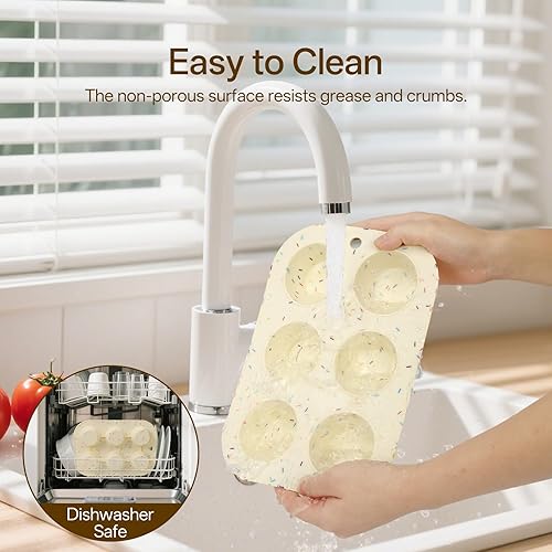 Miniatura 5 de Paquete de 2 moldes de silicona para magdalenas para hornear, molde antiadherente de tamaño regular, 6 tazas de silicona para magdalenas, sin BPA,