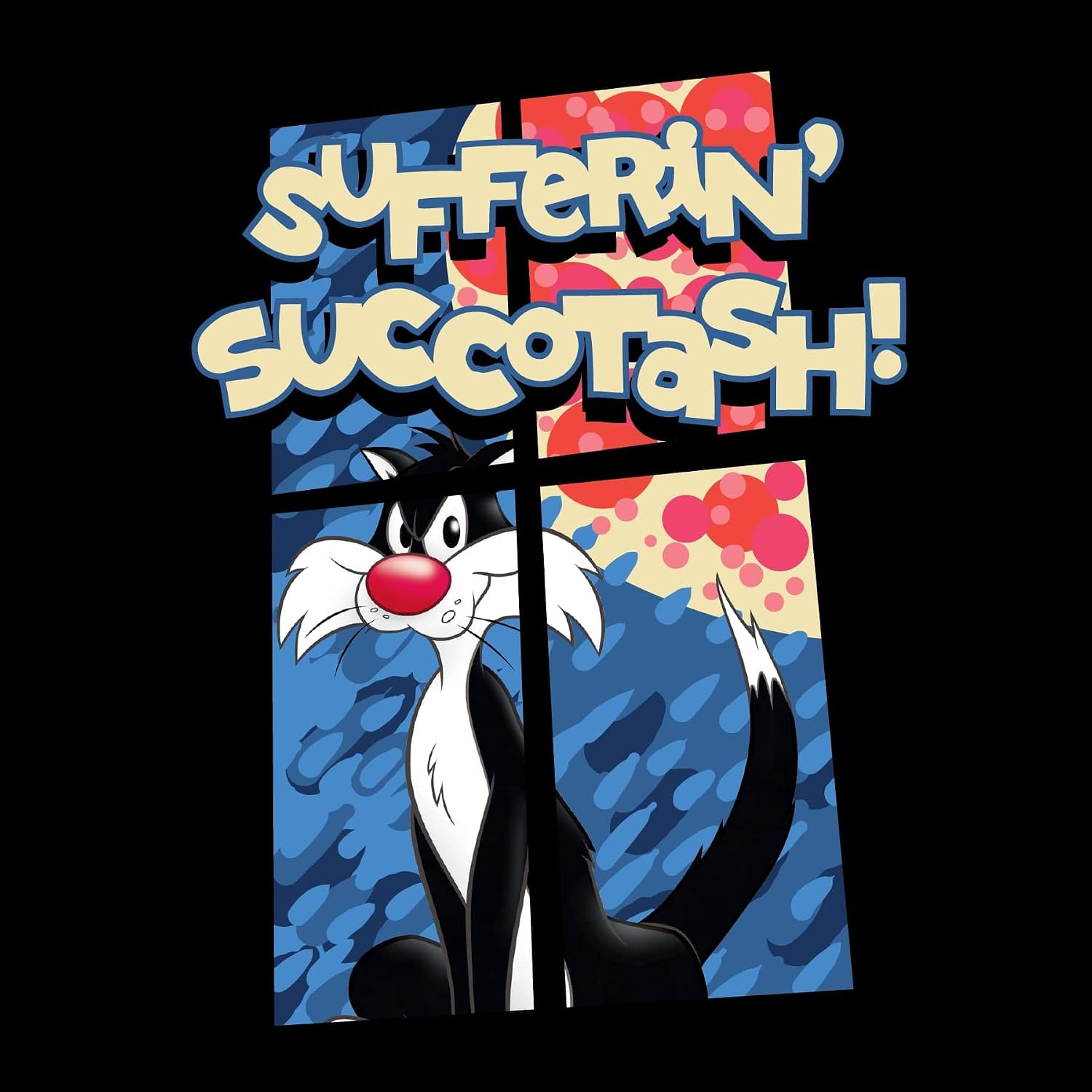 Bioworld Looney Tunes Sylvester Sufferin' Succotash! Youth Black Graphic Hoodie