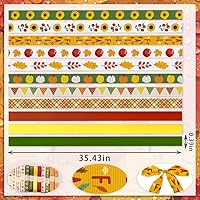 Vista 2 de 12 cintas decorativas de grogrén de hojas de arce de girasol, 1 yarda, decoración rústica de otoño para fiesta de Acción de Gracias y embalaje