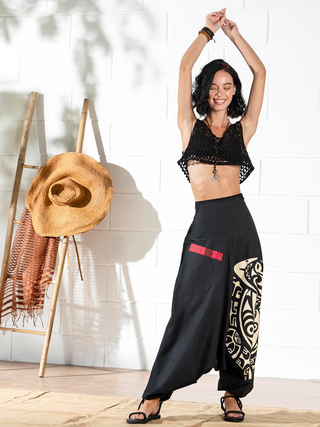 The Veshti Company Women's Printed Summer Harem Pants, Cotton Boho Hippie Casusal Oversized Palazzo Pant for Women - Image 3