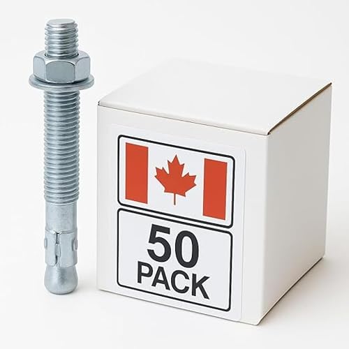3/8″ x 3″ Plated Steel Wedge Anchors – 50-Pack –