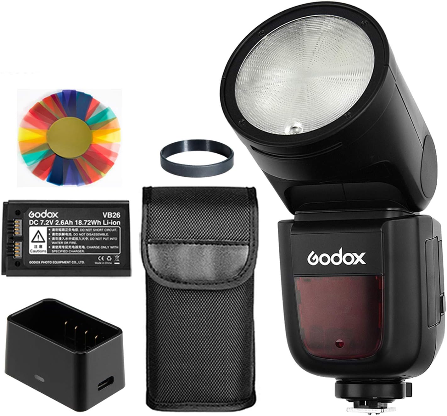 Godox V1-F Flash for Fuji, TTL Round Head Camera Flash Speedlite, 2.4G 1/8000 HSS, 480 Full Power Shots, 1.5 sec. Recycle Time, 2600mAh Lithium Battery