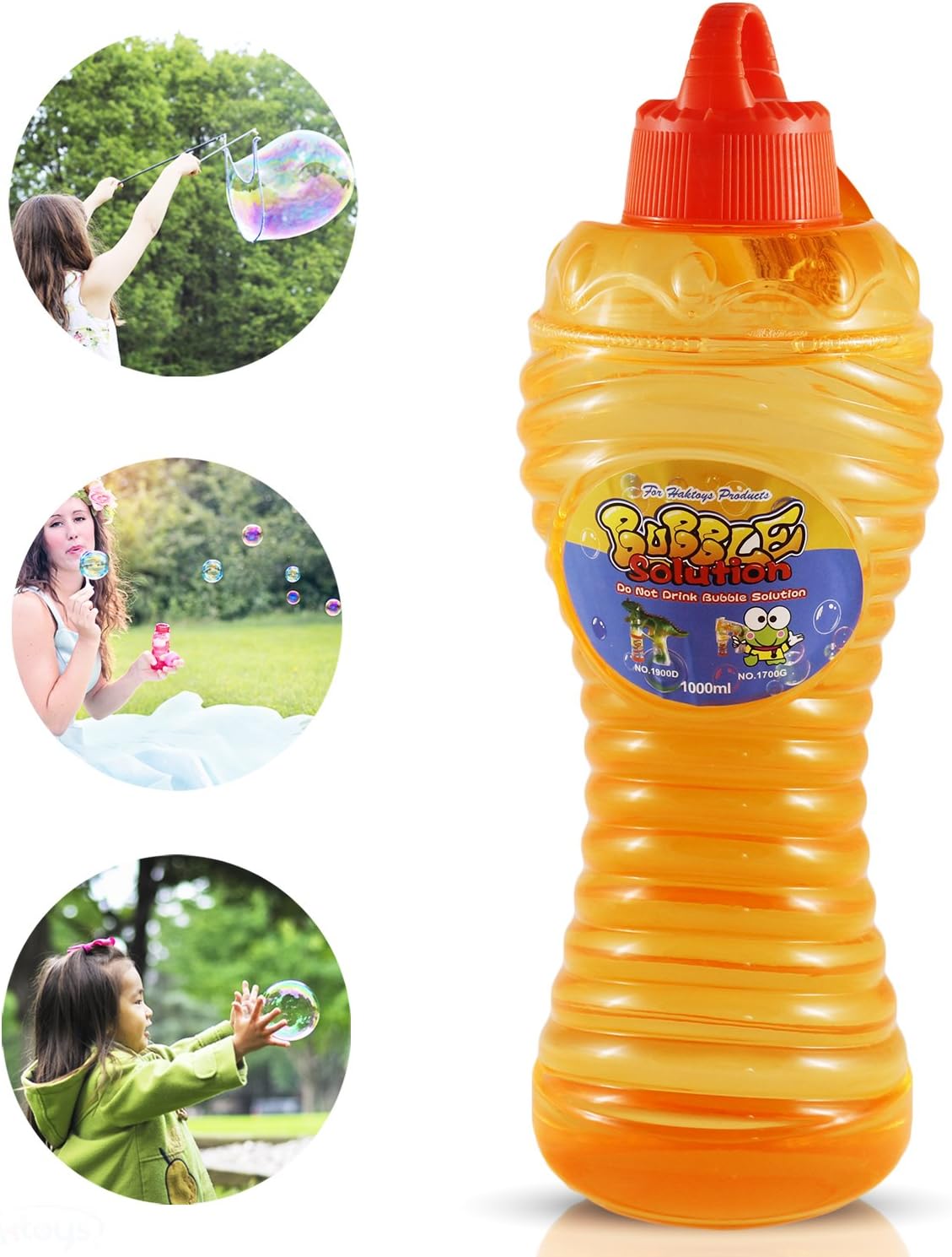 Haktoys Bubble Solution Refill for Bubble Guns, Wands, Bubble Machines, Safe and Non-Toxic, 1 Bottles of 33.8 Fl Oz
