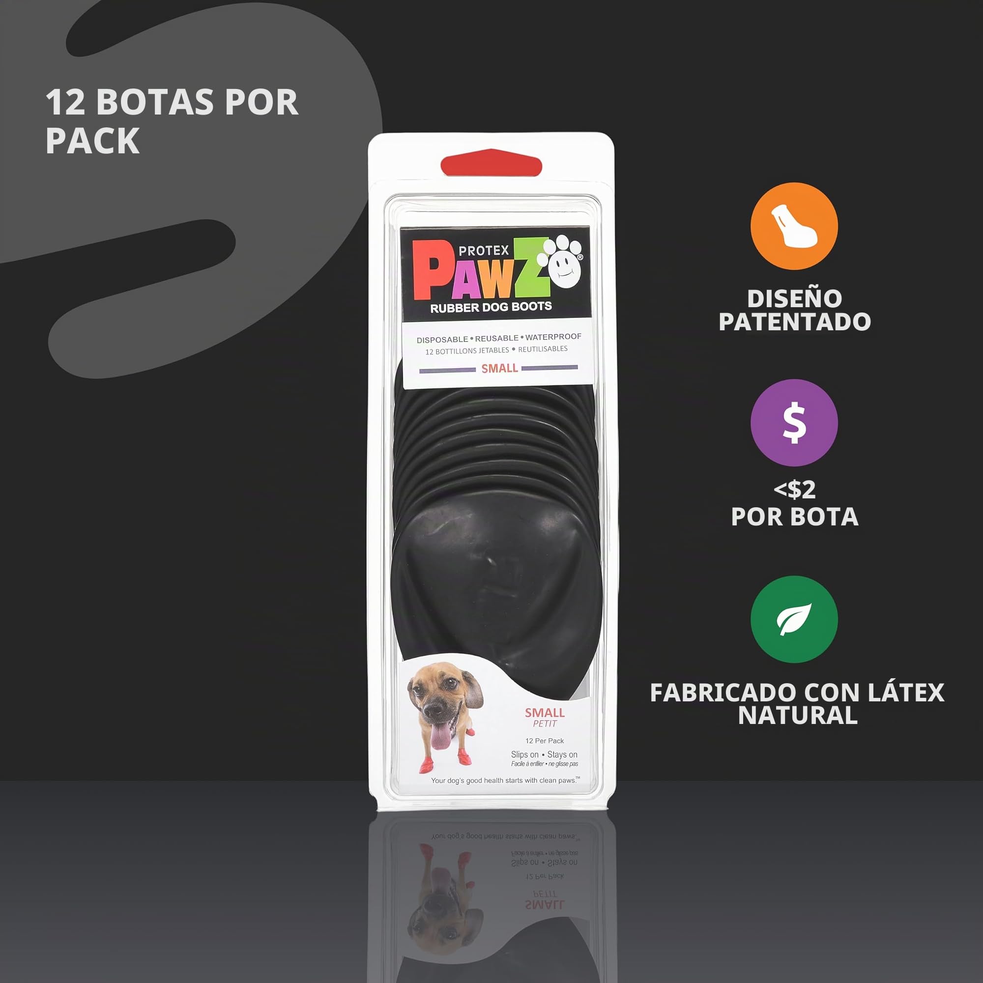 Botas para Perros Protex Protective, Color Negro, Talla Small