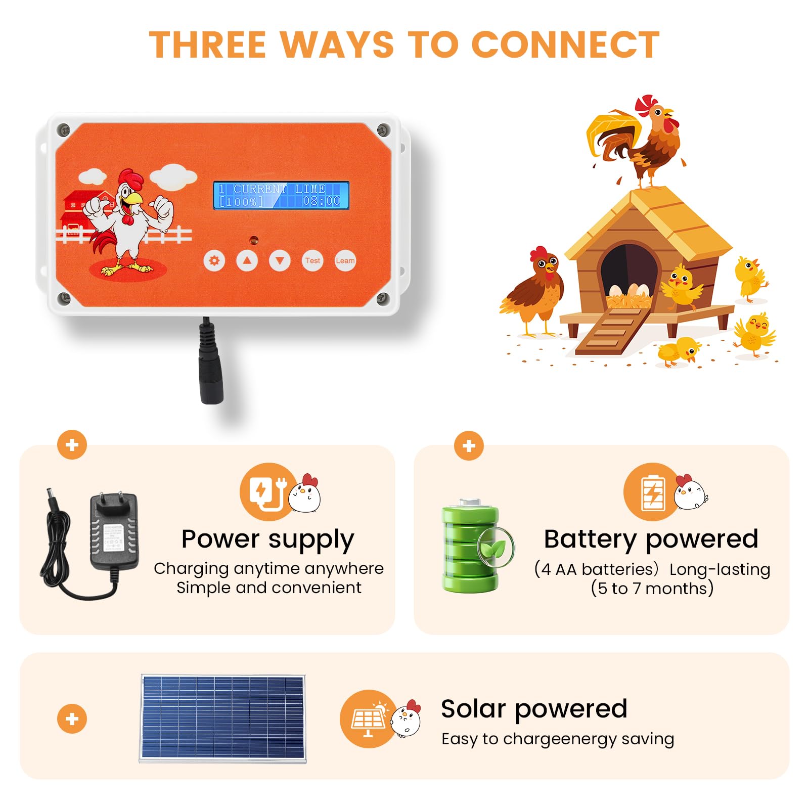Puerta eléctrica para gallinero con temporizador, 3 kg
