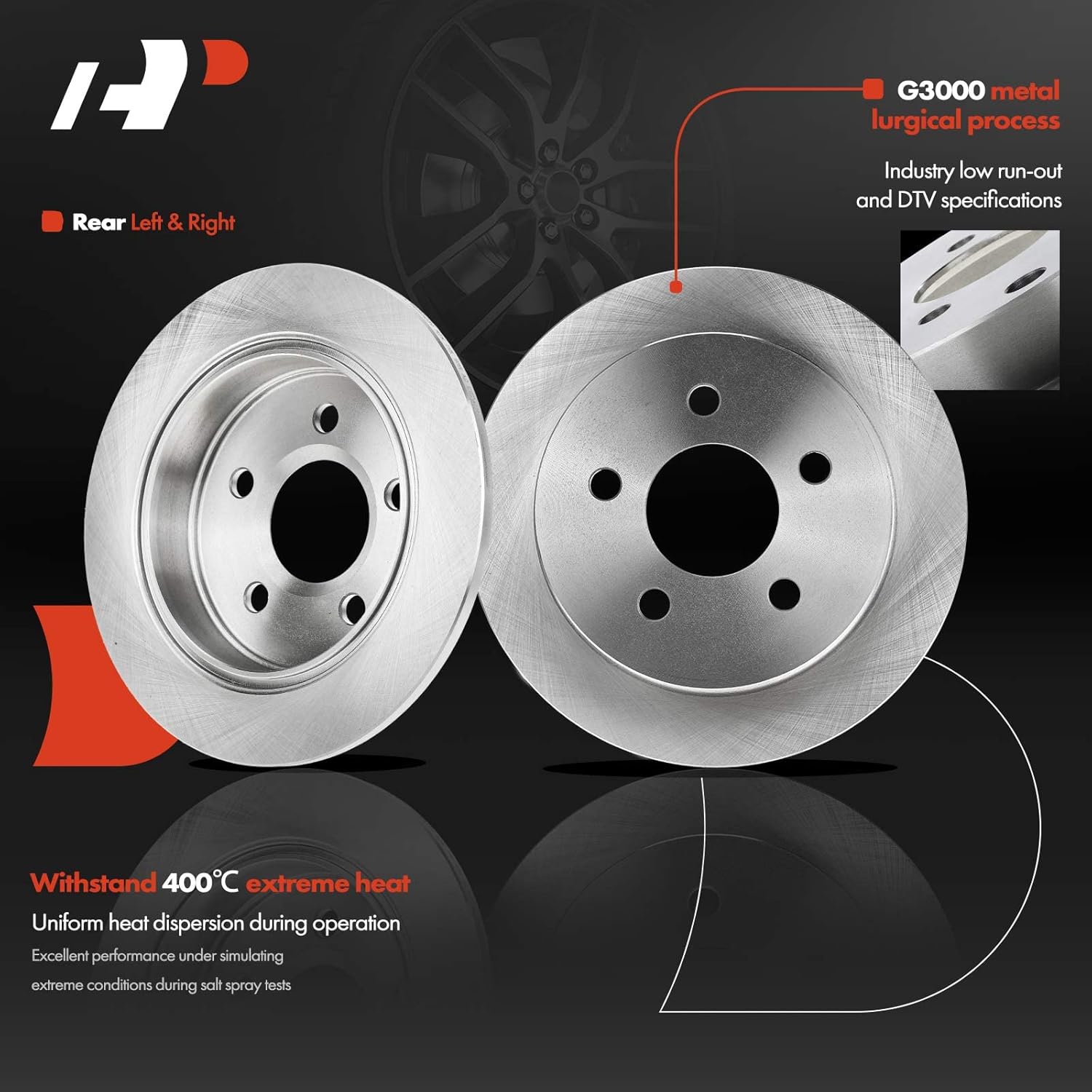 A-Premium Front Vented & Rear Solid Disc Brake Rotors + Ceramic Pads Kit Compatible with Select Chevy and Oldsmobile Models -Impala/Monte Carlo 2000-2005, Intrigue 1998-1999, 12-PC Set