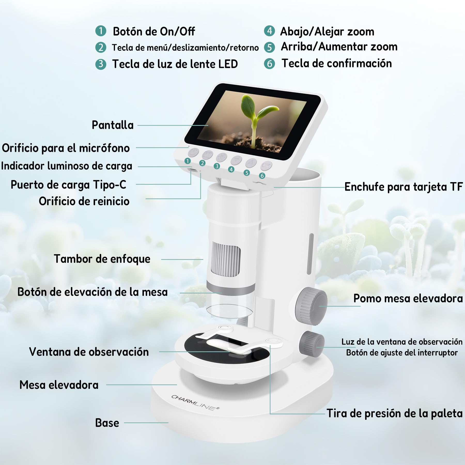 Microscopio para Niños, Principiantes y Adultos,Microscopio Infantil Portátil Que Puede Hacer Fotos y Vídeos,Experimentos para Niños a Partir de 6 Años,Regalo Infantil Ideal,con Tarjeta SD