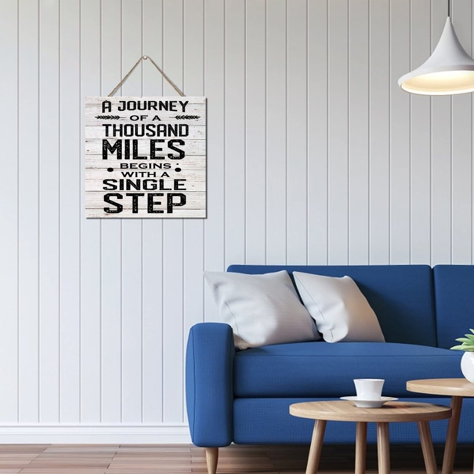 Wooden Plaques a Journey of A Thousand Miles Begins with A Single Step Personalized Decor Pallet Sign Motivational Farmhouse Entryway Signs Hanging Wooden Sign for Home Office Desk Decor 12x12in