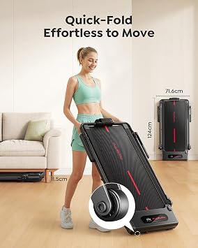 HomeTro Treadmill for Home Foldable Walking Pad with Incline and Handle, 3.0HP Walking Treadmill 1-12km/h, Adjustable Handlebar, Removable Desk, 120kg Capacity, App, Remote Mute Design