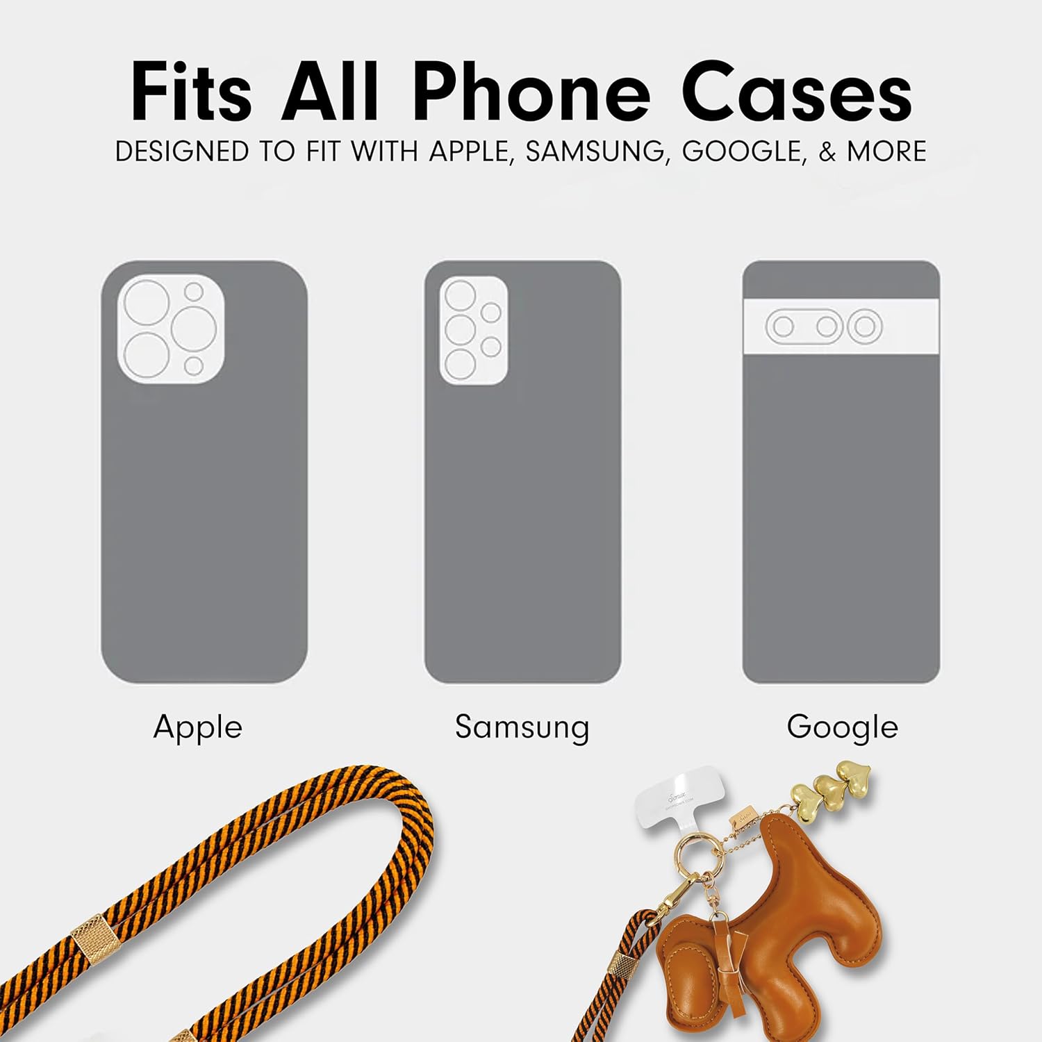 Sonix | Crossbody Phone Strap with Plush Animal Charm | Adjustable, Universal Cell Phone Rope Strap Lanyard