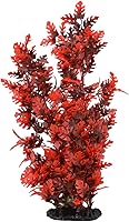 CNZ 15-Inch Red Artificial Plastic Aquarium Plant - Lifelike Fish Tank Decor with Weighted Ceramic Base