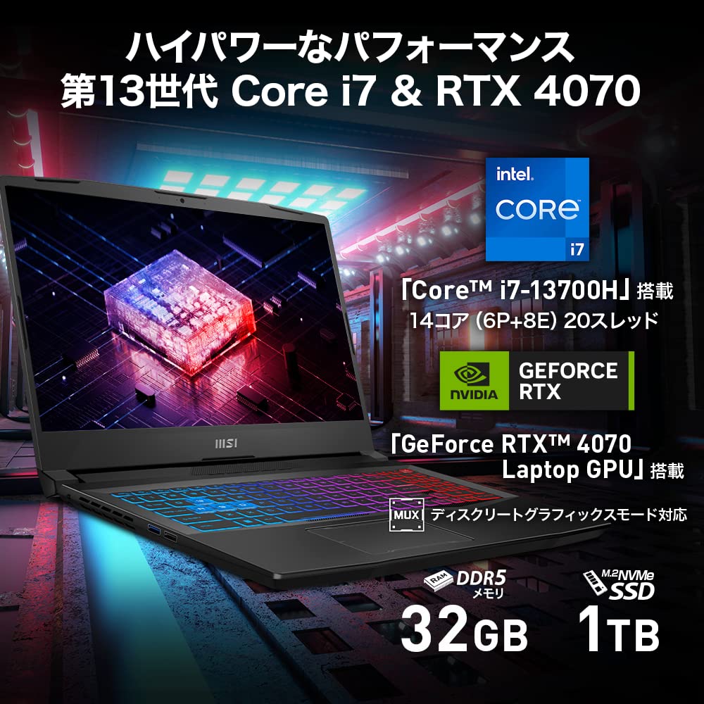 Amazon.co.jp: 【最新第13世代 Core i7 & RTX 4070搭載】MSIゲーミング 