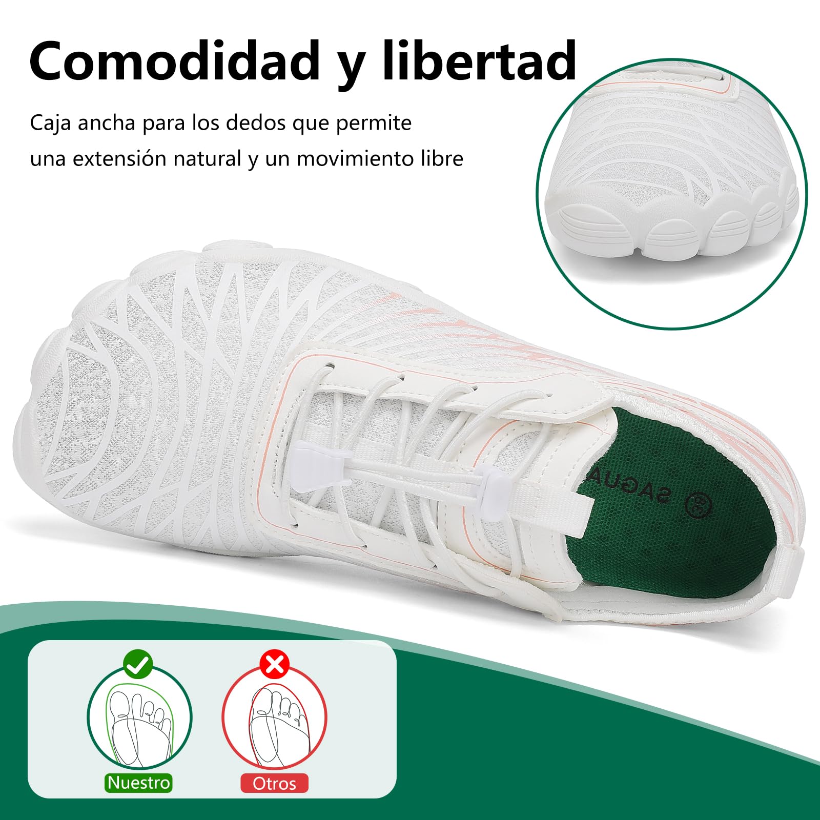 SAGUARO Barefoot Zapatillas Mujer Zapatos Minimalistas Ligeras con Puntera Ancha, 35-43 EU — view 3