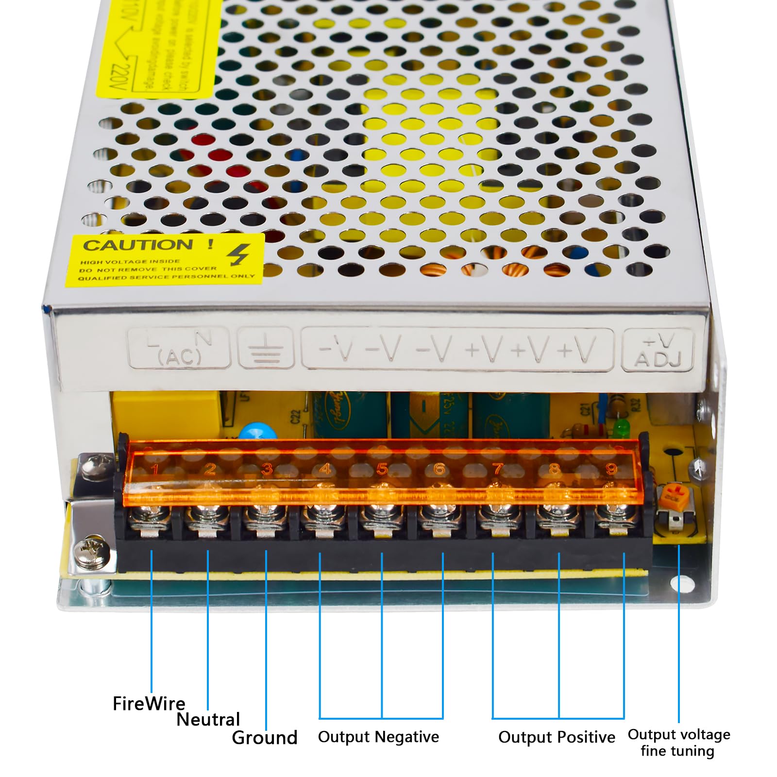 ALIMENTATORE TRASFORMATORE 220V 12V 20A VENTILATO STRISCE LED TELECAMERE